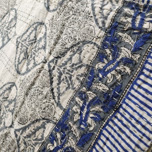 Indian Cotton Kantha Quilt Block Printed Handmade Bedspread - Etsy