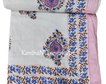 Ac Dohar Comforter hand block print cotton blanket throw bedspread, Ac Quilt Ac Quilt