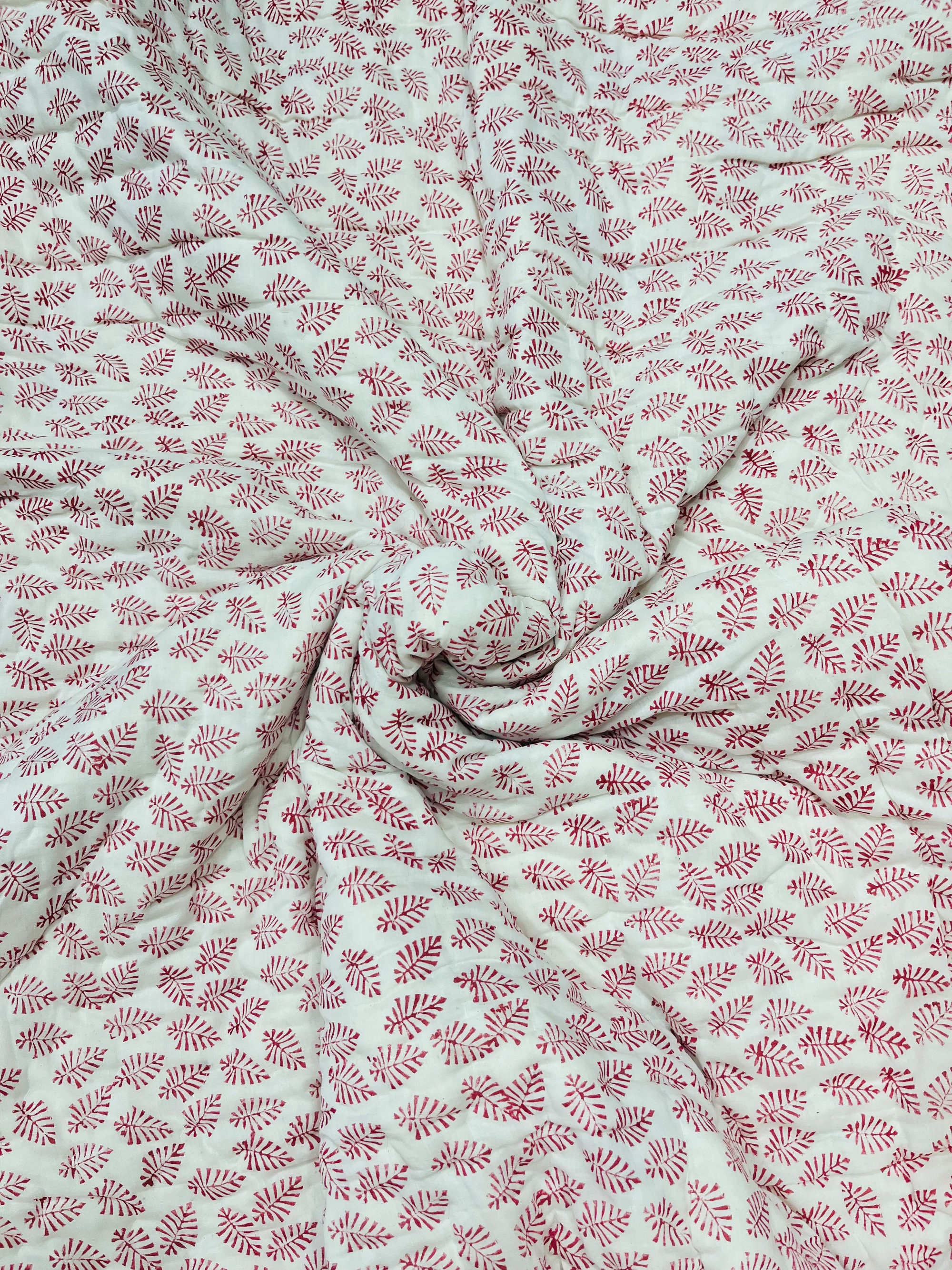 Red Razai Red Floral Indian Jaipuri Block Print Quilt Printed Reversible Razai ...