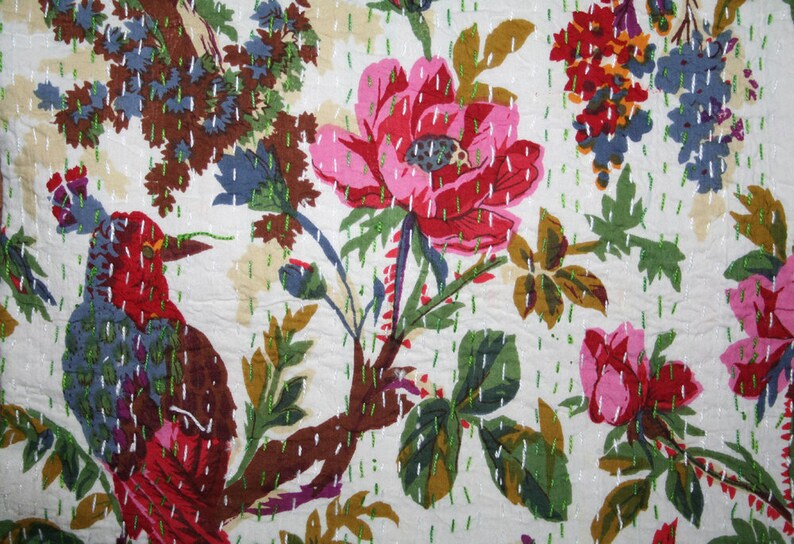 Queen Size Vintage Kantha Quilt Handmade Kantha Blanket Gudari Etsy