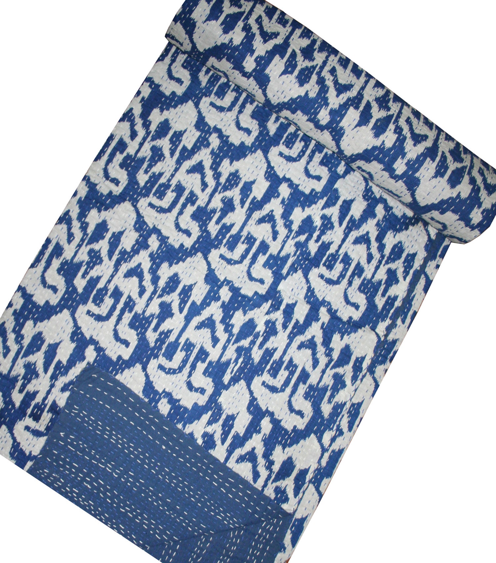 Queen Size Vintage Kantha Quilt Gudri Bohemian Bedding Decor Etsy