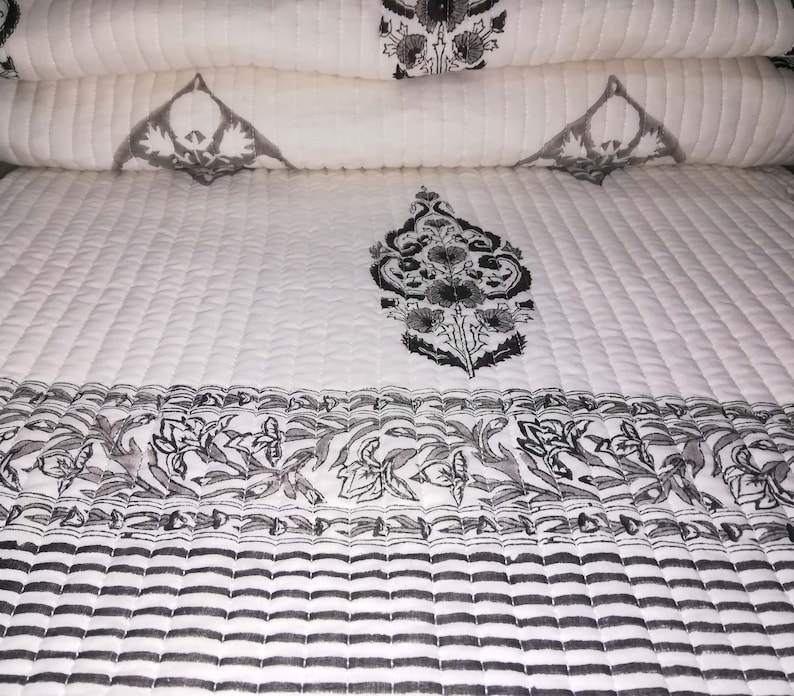 Hand Block Print quilt Kantha baby Quilt Baby Wrap baby Kanth Throw Blanket thro