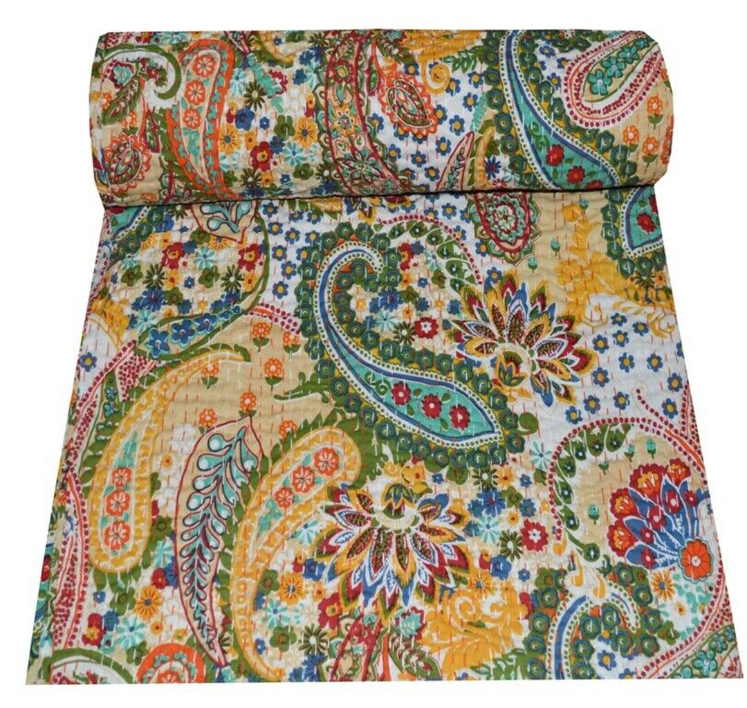 Bohemian Paisley Quilt Kantha Quilt Handmade Vintage Quilts - Etsy