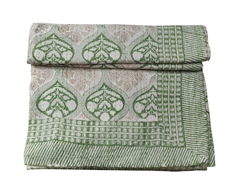 Edredón Kantha Índigo: Colcha De Algodón Con Estampado De Bloques, Tamaño King - España