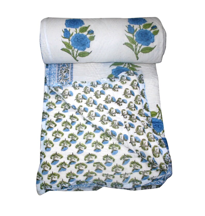 108x108 Block Print Quilt Quilt Cotton Bedspread Throw Etsy
