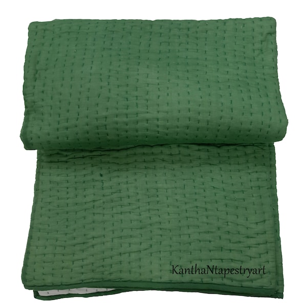 Green Kantha Etsy