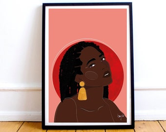 A4 Black Woman Art. Black Girl Art. Braid Art. Black Girl Hair. Black Woman Print. Afro Art. Afrocentric Art. Black Afro Print. Natural Hair
