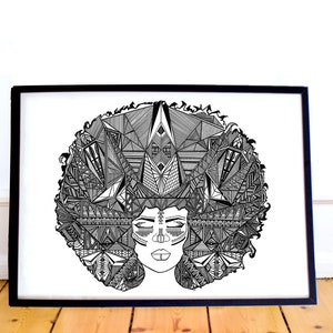 A3 Afro Woman Art Print