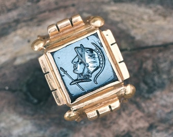 Archeological Revival Mars Intaglio Ring