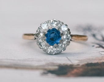 Art Deco Sapphire Round Cluster Ring