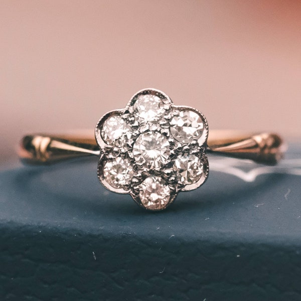 Antique Art Deco Diamond Flower Cluster Ring - 1920s Jewellery - Diamond Ring - Engagement Ring - Bridal Ring - Fine Jewellery