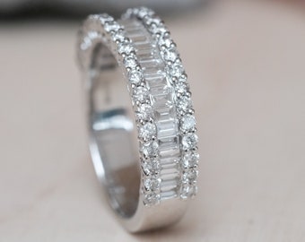 1980s Baguette Diamond Half-Eternity Ring