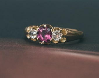 Victorian Pink Garnet Belcher Ring