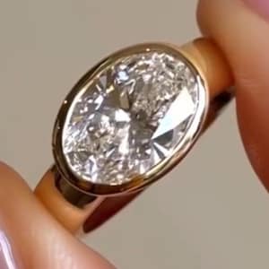 3 CT Oval Moissanite Engagement Ring Oval Diamond Ring Bezel Setting Solitaire Ring Bezel Ring Anniversary Ring Oval Cut Bezel Wedding Ring.