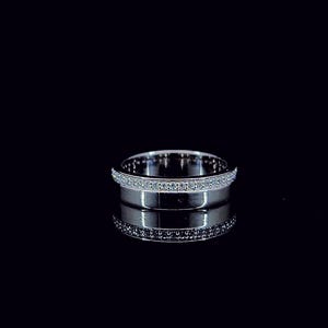 Round Moissanite Diamond Bezel Band Ring Minimalist Tiny Diamond Wedding Band For Bridal Full Eternity Band Anniversary Band For Wife