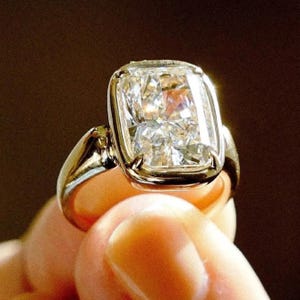 3.00 Ct Radiant Cut Moissanite Engagement Ring, Crushed Ice Radiant Cut Ring, Elongated Radiant, Bezel Set Ring for Her