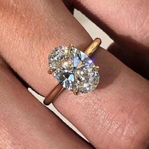2.50CT Oval Moissanite Engagement Ring Oval Hidden Halo Ring 14k Solid Gold Ring Oval Cut Wedding Ring Oval Solitaire Ring Anniversary Ring