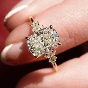 2.50 Ct Cushion Cut Moissanite Engagement Ring, Cushion Cut Ring, Elongated Cushion, Cushion Cut Ring for Her