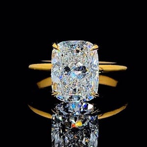 3.00 Ct Cushion Cut Moissanite Engagement Ring, Cushion Cut Ring, Elongated Cushion, Solitaire Ring
