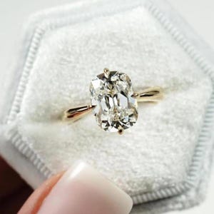 3.50CT Oval Moissanite Engagement Ring Oval Hidden Halo Ring 14k Solid Gold Ring Oval Cut Wedding Ring Oval Solitaire Ring Anniversary Ring