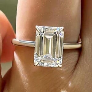 3 CT Emerald Cut Moissanite Engagement Ring 14K White Gold Ring Anniversary Ring Emerald Cut Ring Emerald Cut Solitaire Ring Promise Ring