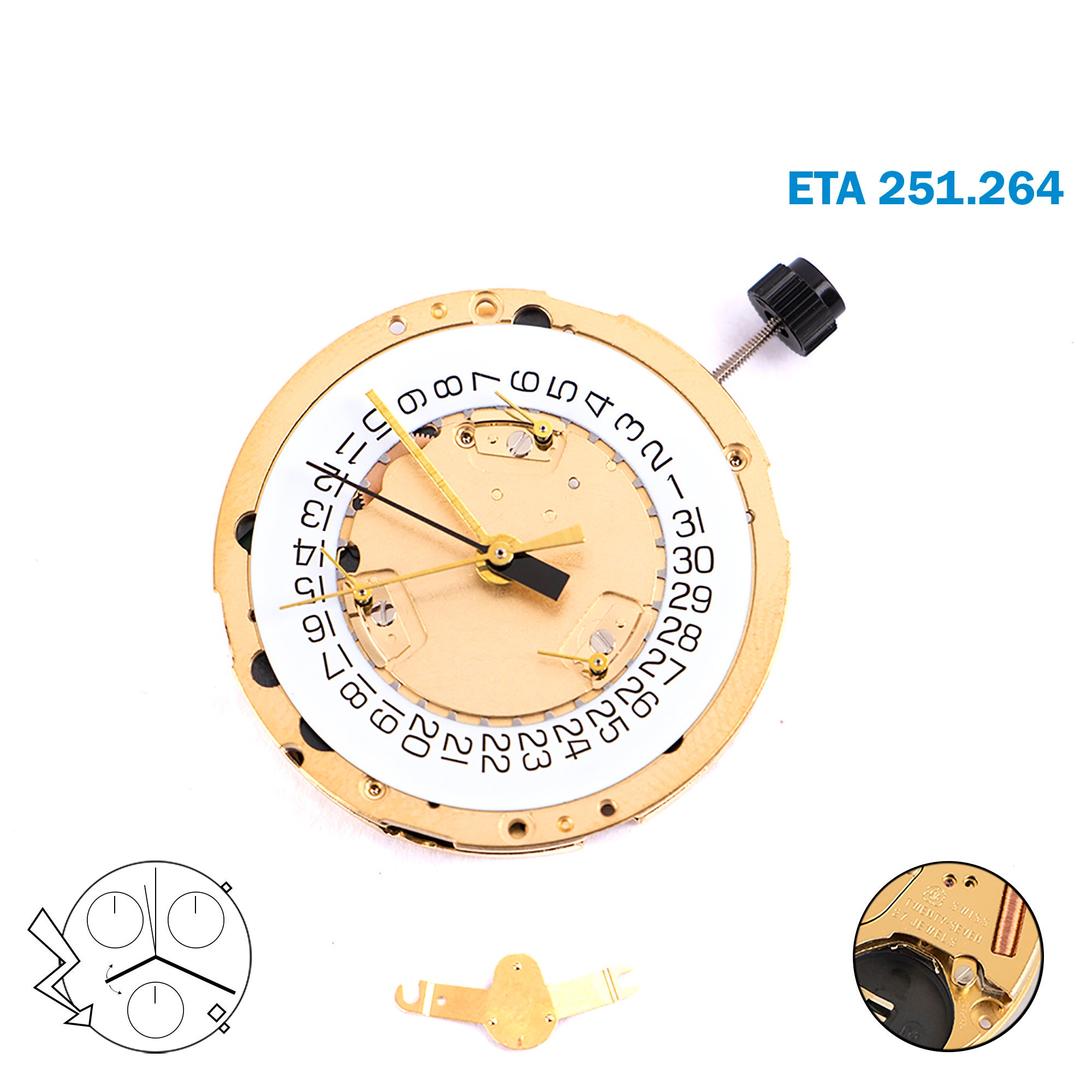 ETA 251.264 Replaces 251.262 Swiss Made Quartz Movement NEW - Etsy ...