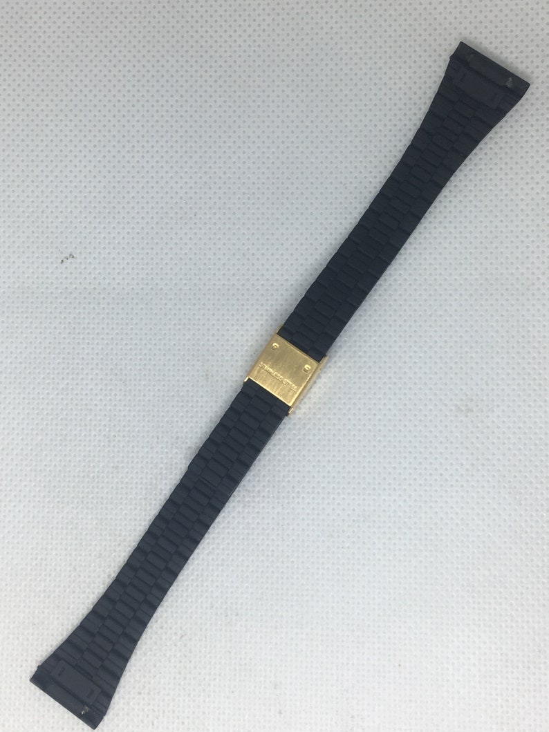 vintage original Swiss made Black metal band bracelet 10m Quality 100/% New #176#