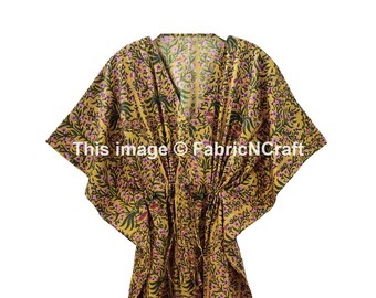 Caftan long en coton à imprimé floral, tenues de soirée, robe d'été, tunique indienne, robe de maternité, longue robe poncho de plage