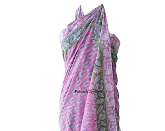 Indian Cotton Sarongs Hand Block Print Bikini Cover up Neck Scarf Plus ...