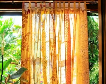 SERVICIO EXPRESS de Indian Vintage Old Silk Sari Fabric Made Theme Patchwork color Cortina Puerta Ventana Cortina Inicio Habitación Puerta Ventana Cortina