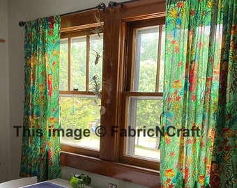 Floral Printed Curtains, Eclectic Curtains, Floral Curtains, Boho Curtain Panels, Boho Home decor TWO PANELS, Rideaux Boheme