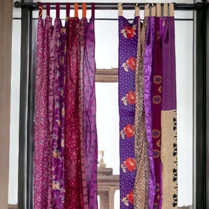 EXPRESS SERVICE of 2 PCS Indian Vintage Old Silk Sari Fabric Handmade Curtain Door Window Decor Up cycled Curtain Home Door Window Curtain