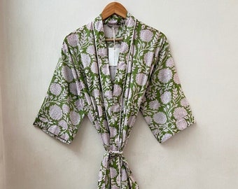 Cotton kimono Robes, print Kimono, Soft and comfortable Bath robes, wrap dress, House Coat Robe light weight