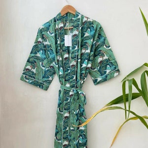 Cotton kimono Robes, print Kimono, Soft and comfortable Bath robes, House Coat Robe light weight Robe Bath Dressing Gown Beachwear long