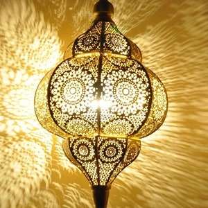 8x14" Antique Look Modern Turkish Hanging Oriental Arabian Golden Moroccan Lamps Ceiling Lights Home Lantern Gift Lamp