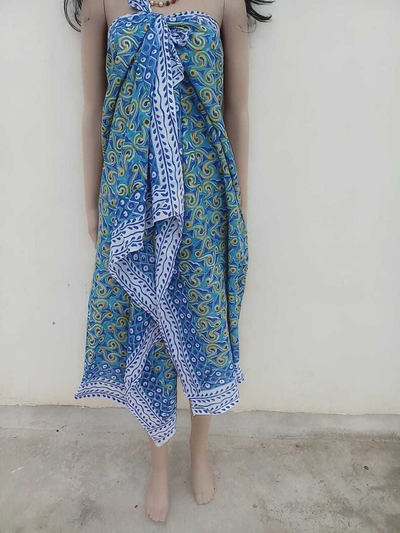 Indian cotton sarongs hand block print Bikini Cover Up Neck Scarf Plus Size Scarves 72 x 42 inch Women Beach Wear Comfort All Season Boho