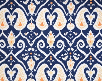 Blauwe en witte Indiase ikat met de hand bedrukt 100% katoenen doek, stof op maat gesneden, stof voor gordijnen, kussens, jurk maken, stof naaien, 44" inch