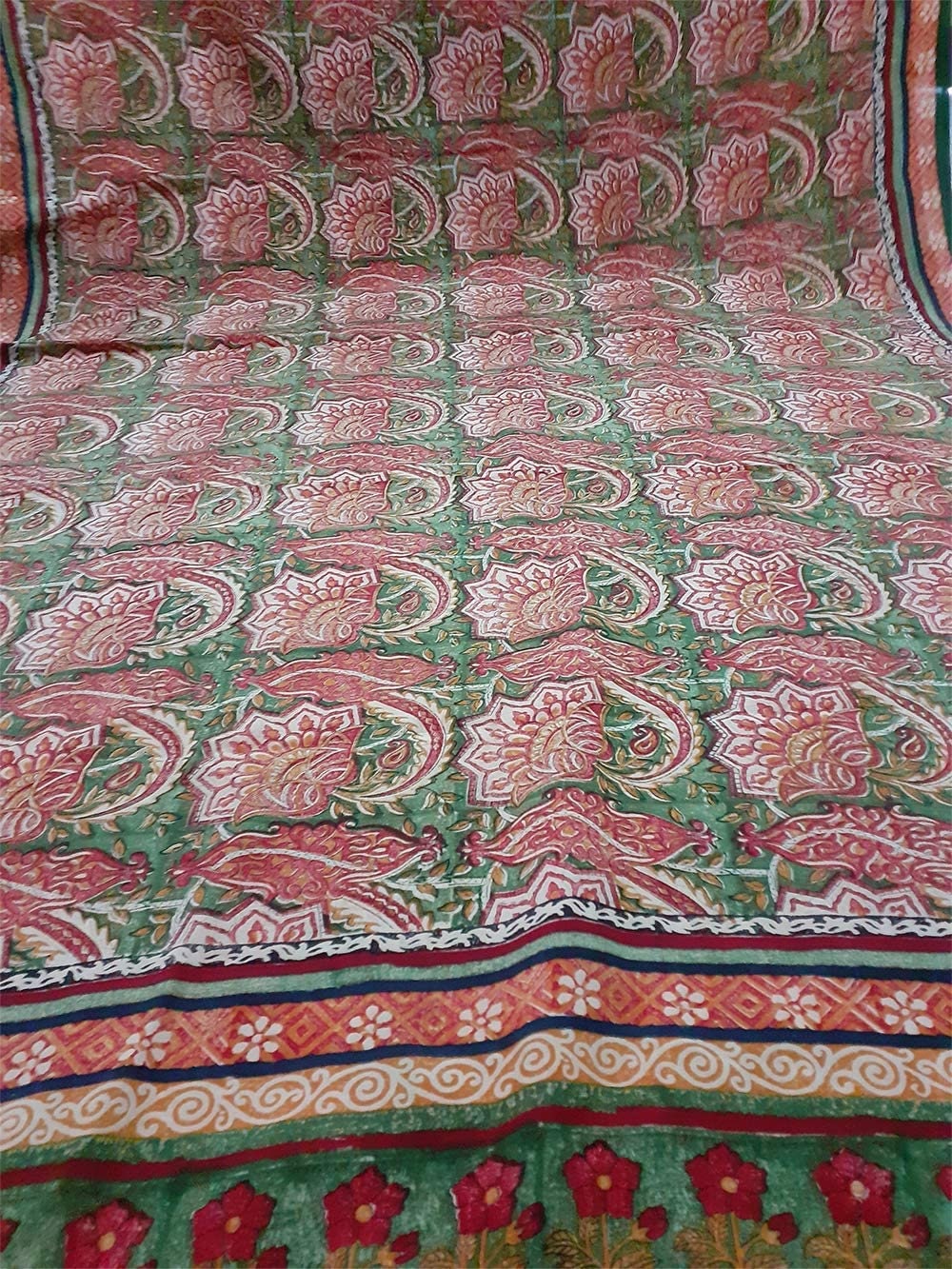 Indian Vintage 100% Pure Crepe Silk Sari Multi Color Floral | Etsy