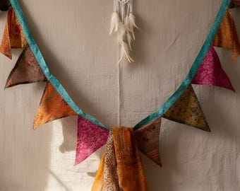 Recycled Sari Fabric Bunting – Handmade Indian Wedding Garland