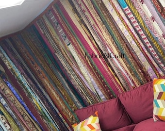 Indien vintage Vieux Soie Sari Tissu Fait Multi couleur Ruban De Soie Rideau Porte Fenêtre Décor Upcycled Rideau Maison Porte Fenêtre Rideau