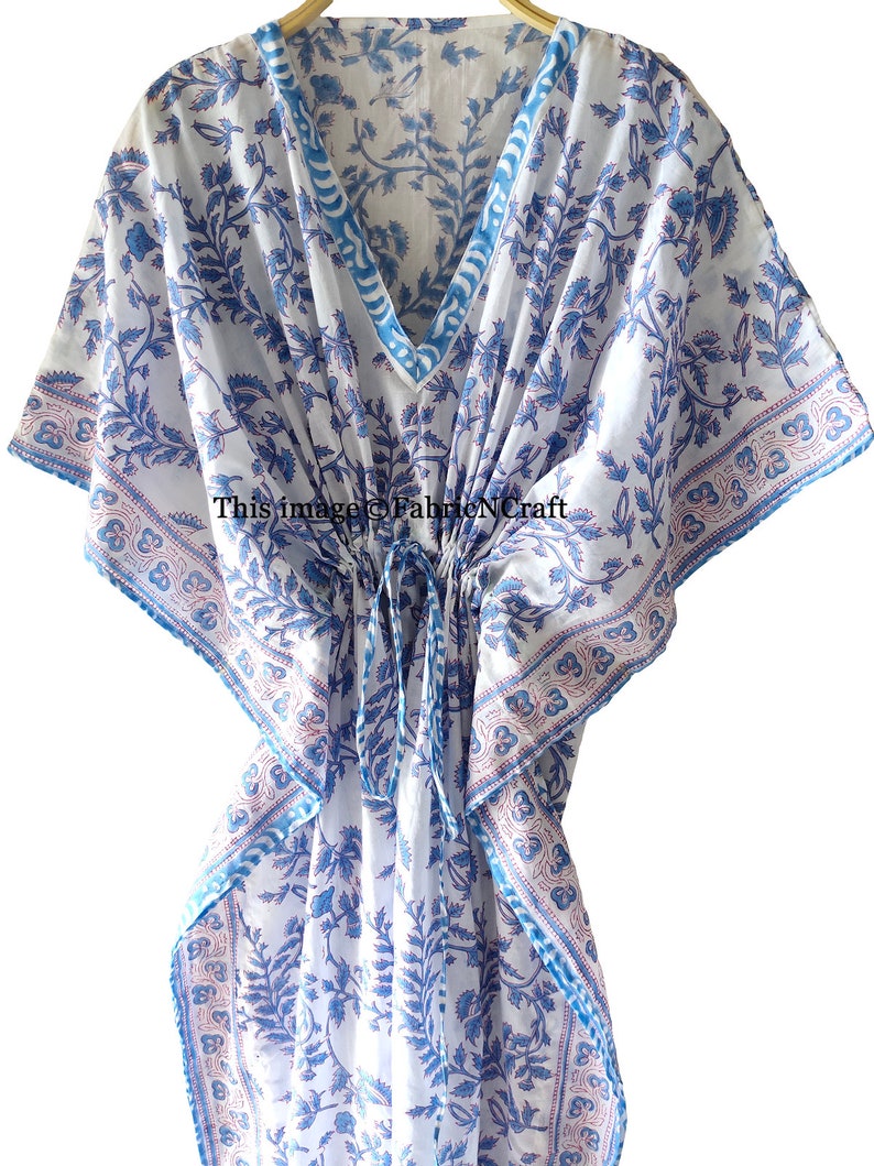 Beach Dress Pure Cotton Beach Caftan India Kaftan Indian Hand Block Printed Long Kaftan Floral Print Beach Cover-up One Size Kaftan