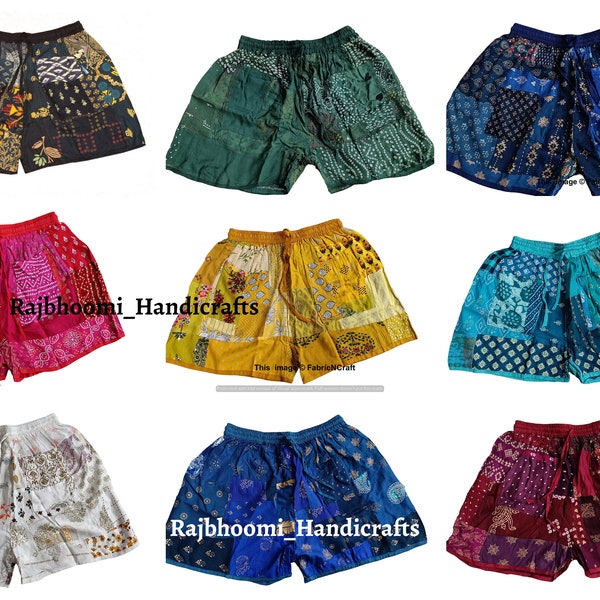 Unisex Multi Color Board Shorts Men's & Women's Shorts Beach Wear Rayon Patchwork Trouser Short Boho Shorts Night Wear Shorts Pajama Shorts