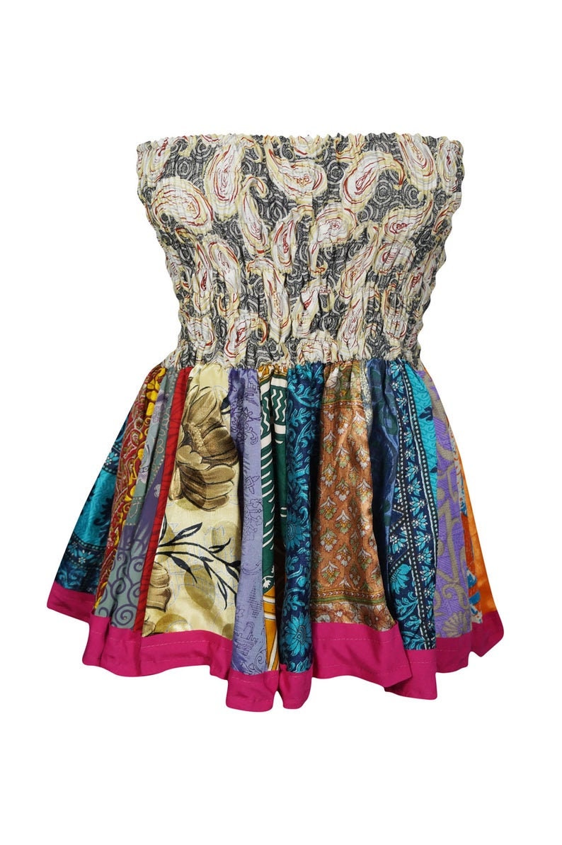 Effortless Colorful Silky Printed Boho Chic Mini Flirty Free Size Skirts Full Flare Ruched Waist Summer Style Flowy Short Skirts For Womens