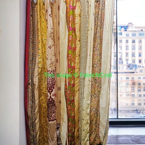 EXPRESS SERVICE of Indian Vintage Old Silk Sari Fabric Curtains, Handmade Curtain Door Window Decor Up cycled Curtain Home Door Curtains