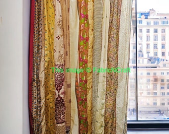 EXPRESS SERVICE of Indian Vintage Old Silk Sari Fabric Curtains, Handmade Curtain Door Window Decor Up cycled Curtain Home Door Curtains