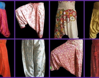 10 pc Wholesale Lot Mens Womens Vintage Siik Sari Harem Yoga Pants Unisex Casual Trouser Pants Hippie Afghani Boho Baggy Pants Harem Pants