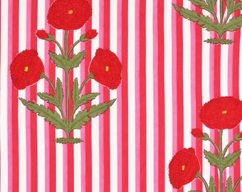 Prachtige poppy bloem handblok bedrukt 100% katoen op maat gesneden, Indiase stof, stof kussenhoes, stof voor gordijnen