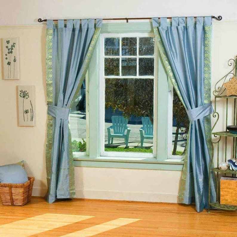 Buy 2 Pcs of Indian Curtain Saree Silk Curtain Sari Boho Curtain Online