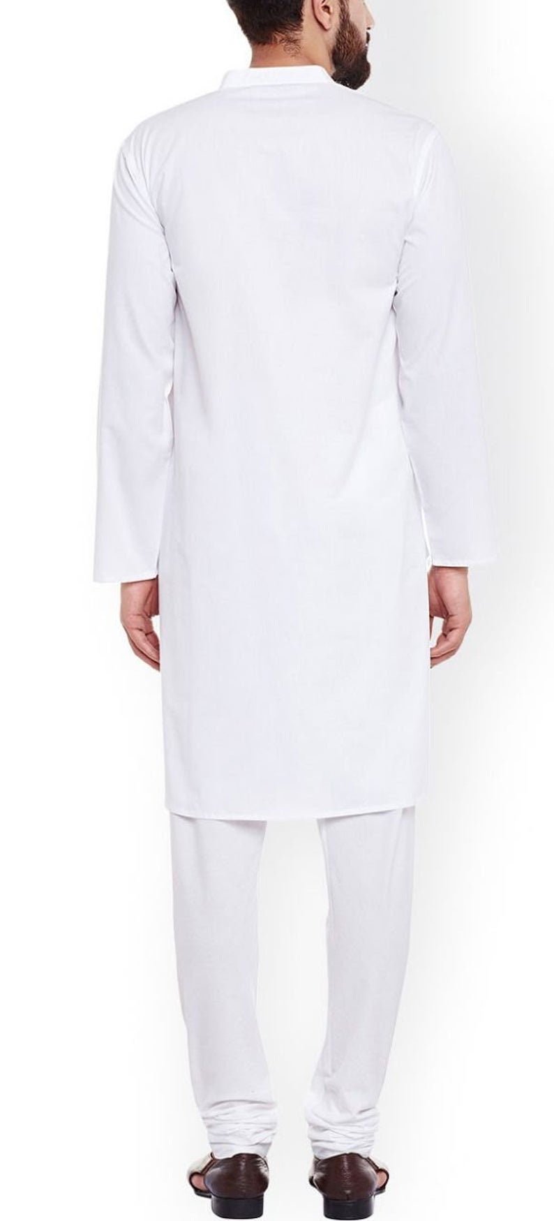 Indian Shirt White Cotton Kurta Nehru Collar Tunic Solid Plus Etsy