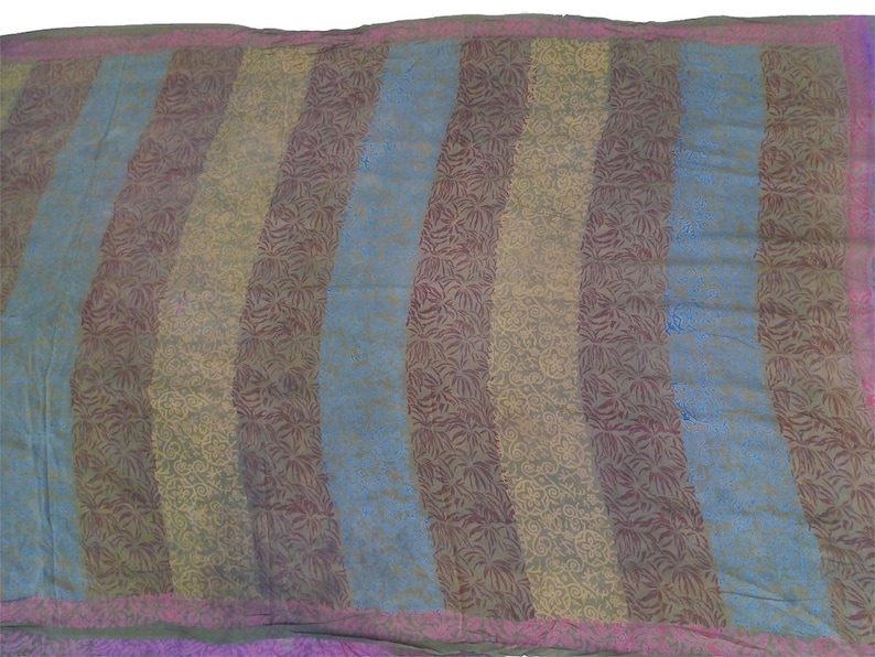 Indian Vintage 100/% Pure Crepe Silk Sari Multi color Floral Printed Saree Crafting 5 Yard Dressmaking Sari Fabric